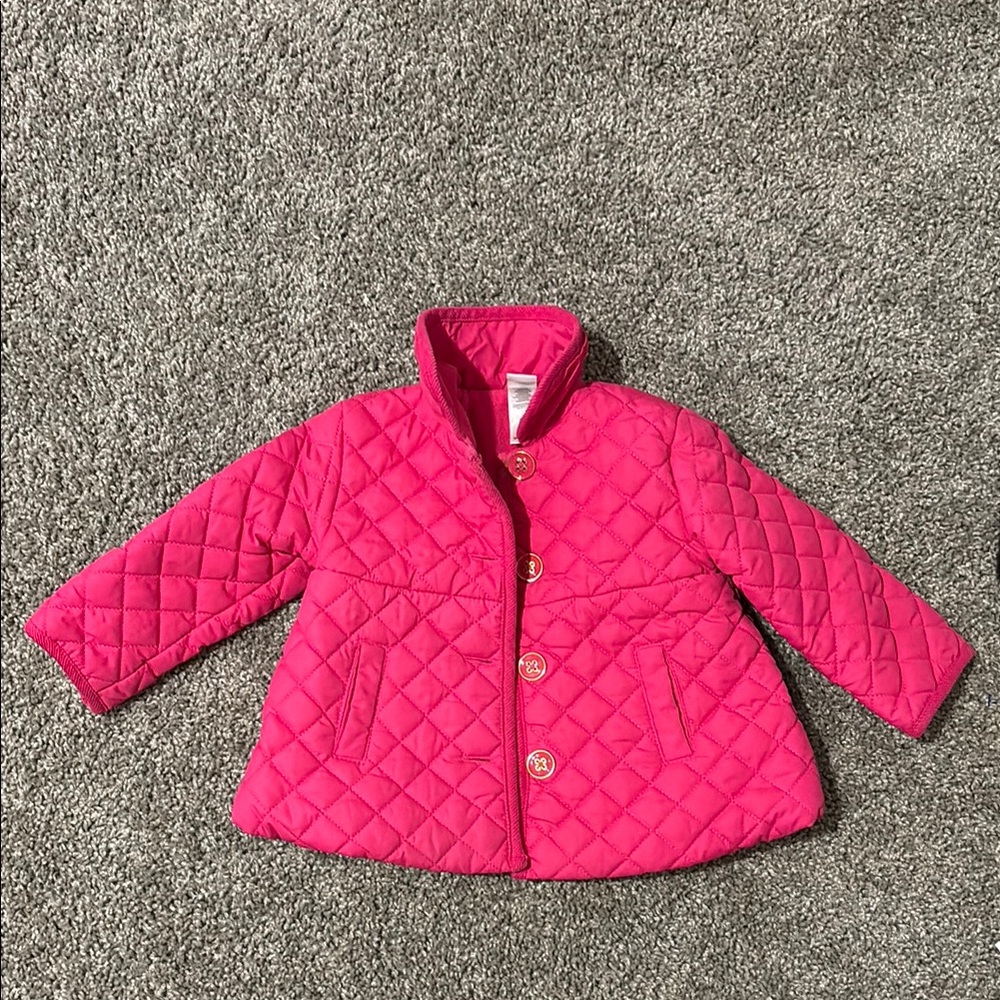 Little Me Pink Puffer Jacket with Quilted Design